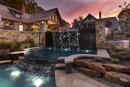 Freeform wall installed with a climbing wall.