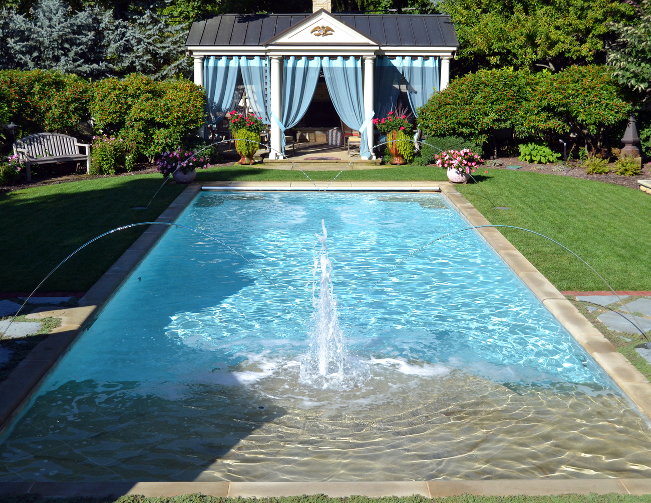 Rectangular outdoor geometric pool.