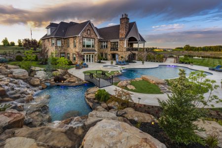 Side view of residential freeform installed with metal bridge.