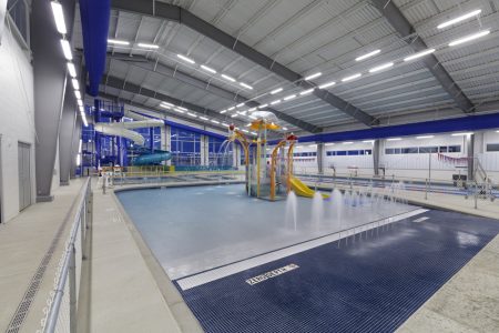 Play area installed in a commercial indoor pool.