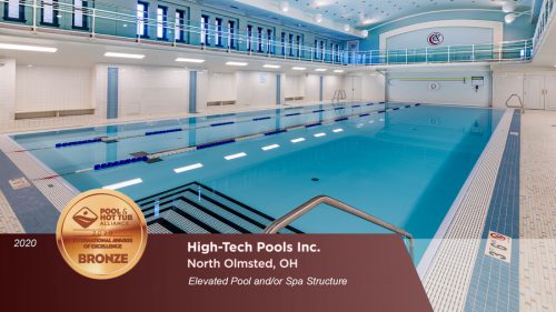 Bronze award for elevated pool and spa structure design.