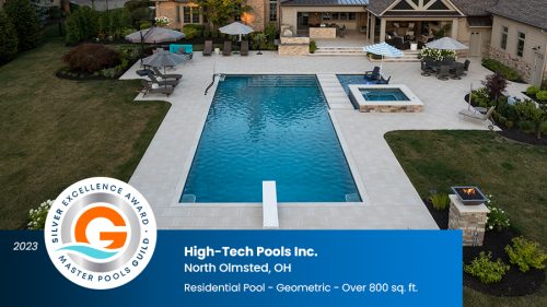 high-tech pools 2023 silver award from master pools guild for residential pool - geometric - over 800 square feet