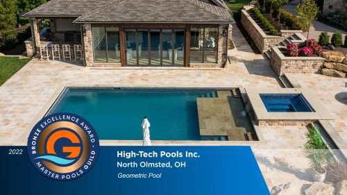 high-tech pools 2022 bronze award from master pools guild for geometric pool