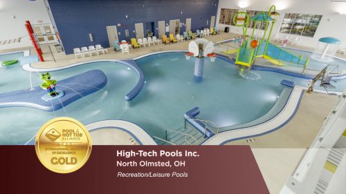 high-tech pools 2023 gold award from pool and hot tub alliance for recreation/leisure pools