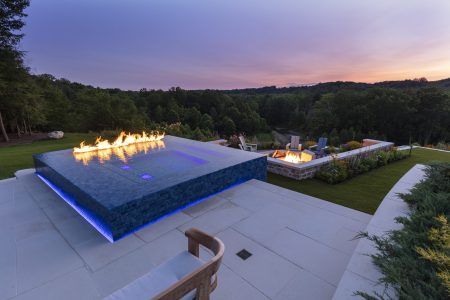 luxury custom spa with fire pit